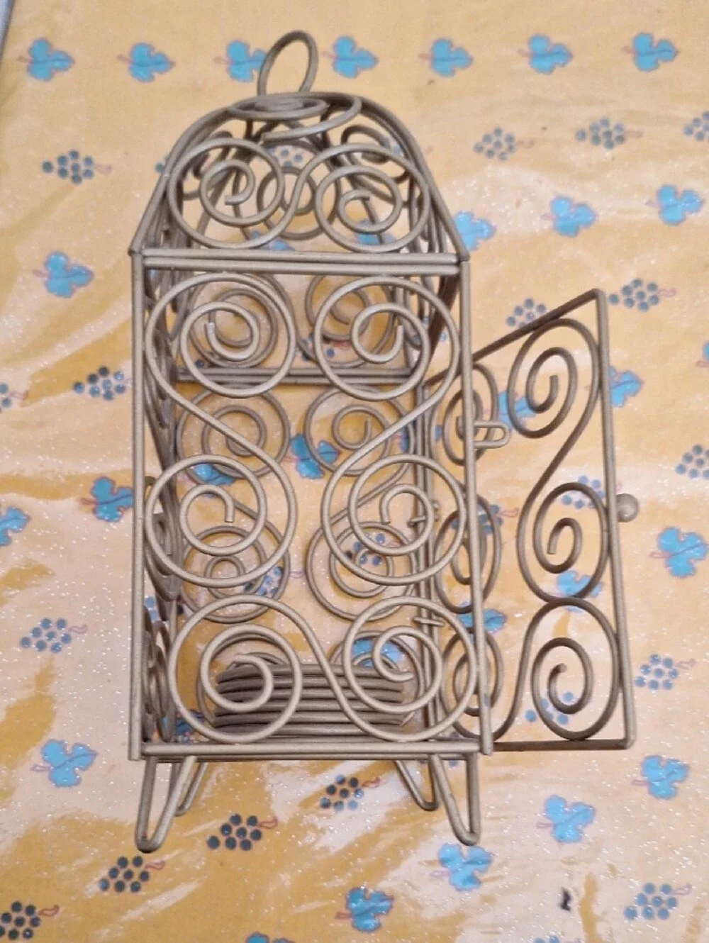 Gold Scrollwork Metal Lantern Candle Holder
